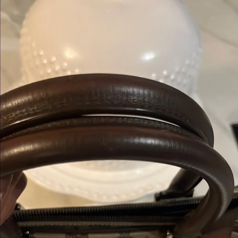 MCM Brown Leather Trim Monogram Briefcase